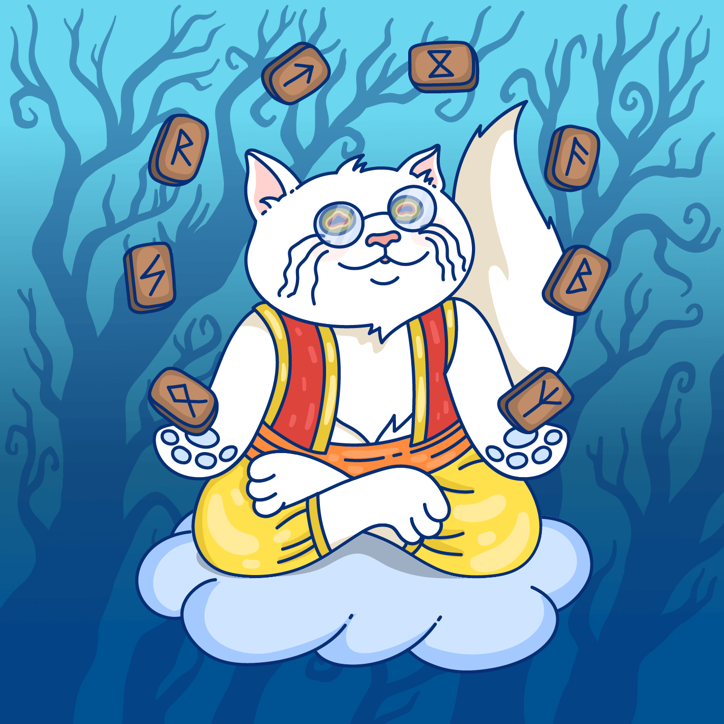 Meditating Rune Cat #76