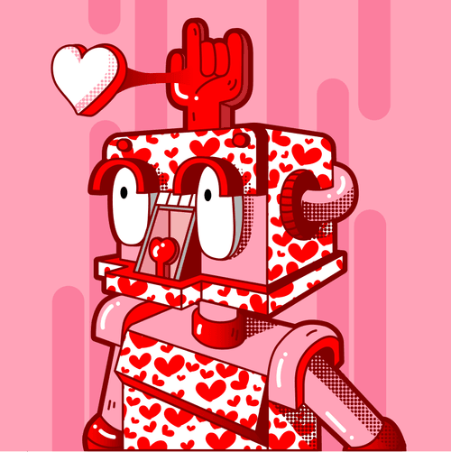 #003 ROBOT LOVE hearts case