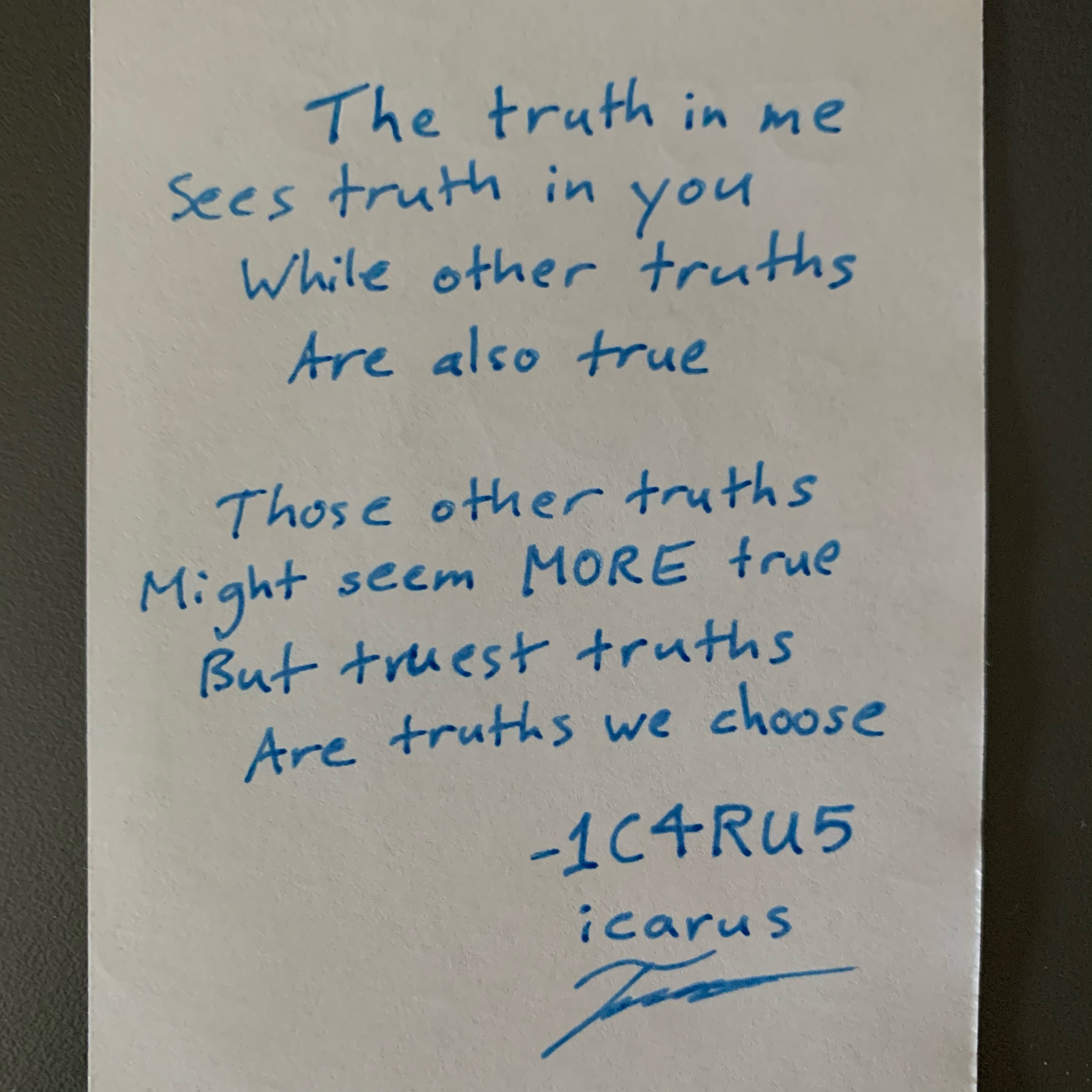Edition 1 of 2 Poem: "Truest Truths" (NFT #6) by 1C4RU5 (icarus, a.k.a. Tyrone Post) - New NFT Daily 0110