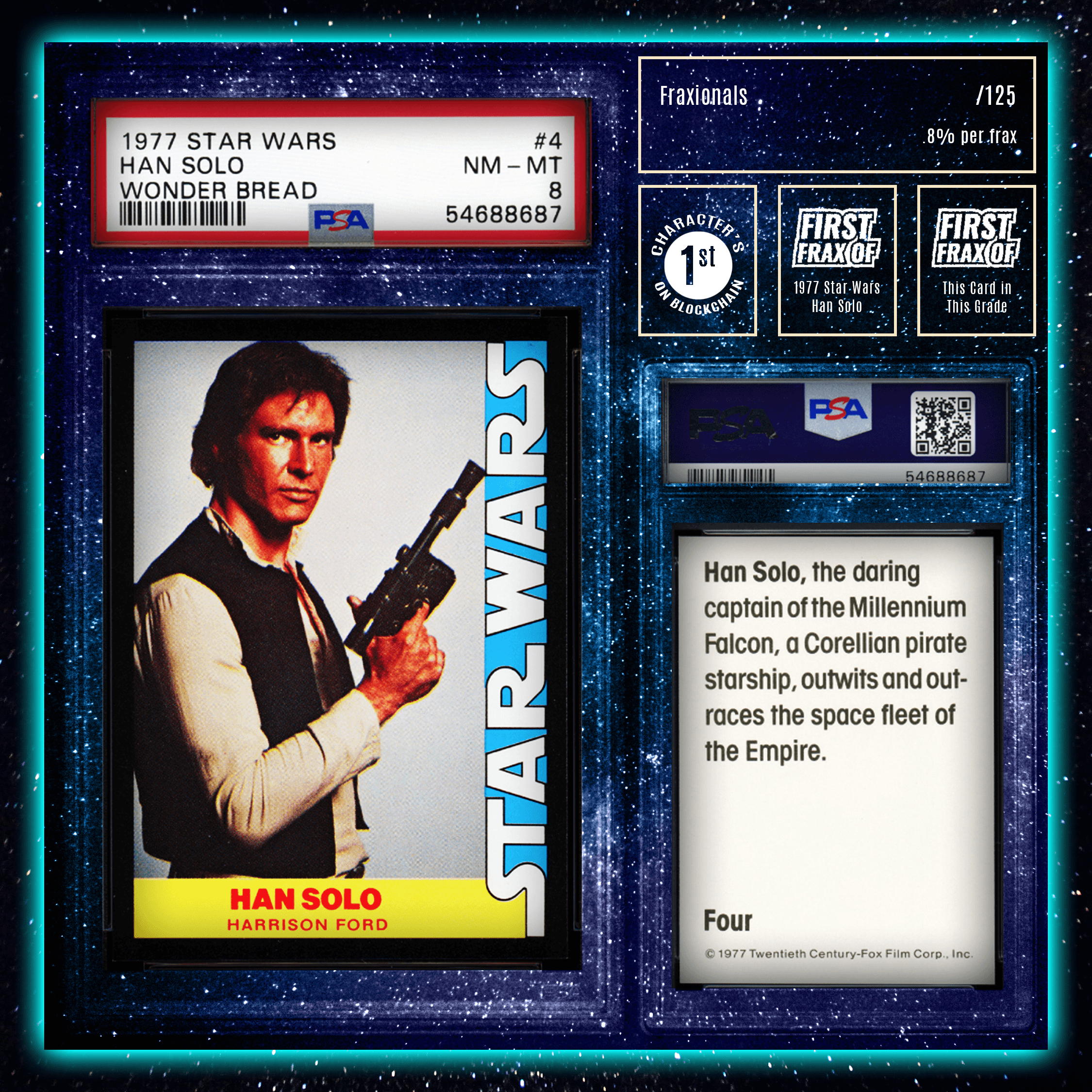 Han Solo - (1977 Star Wars Wonder Bread #4 PSA 8)