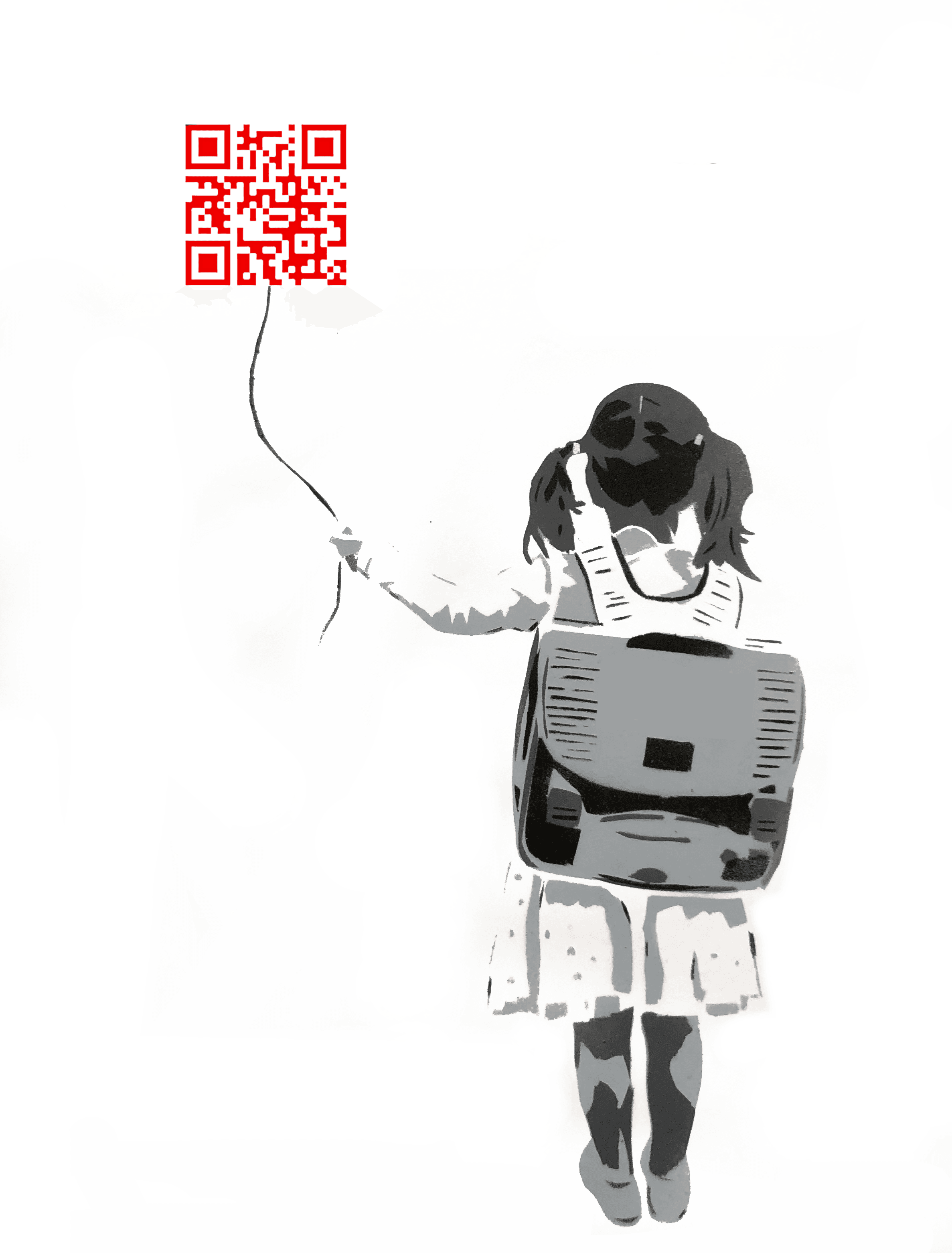 Little gril with QR Code - Interactive