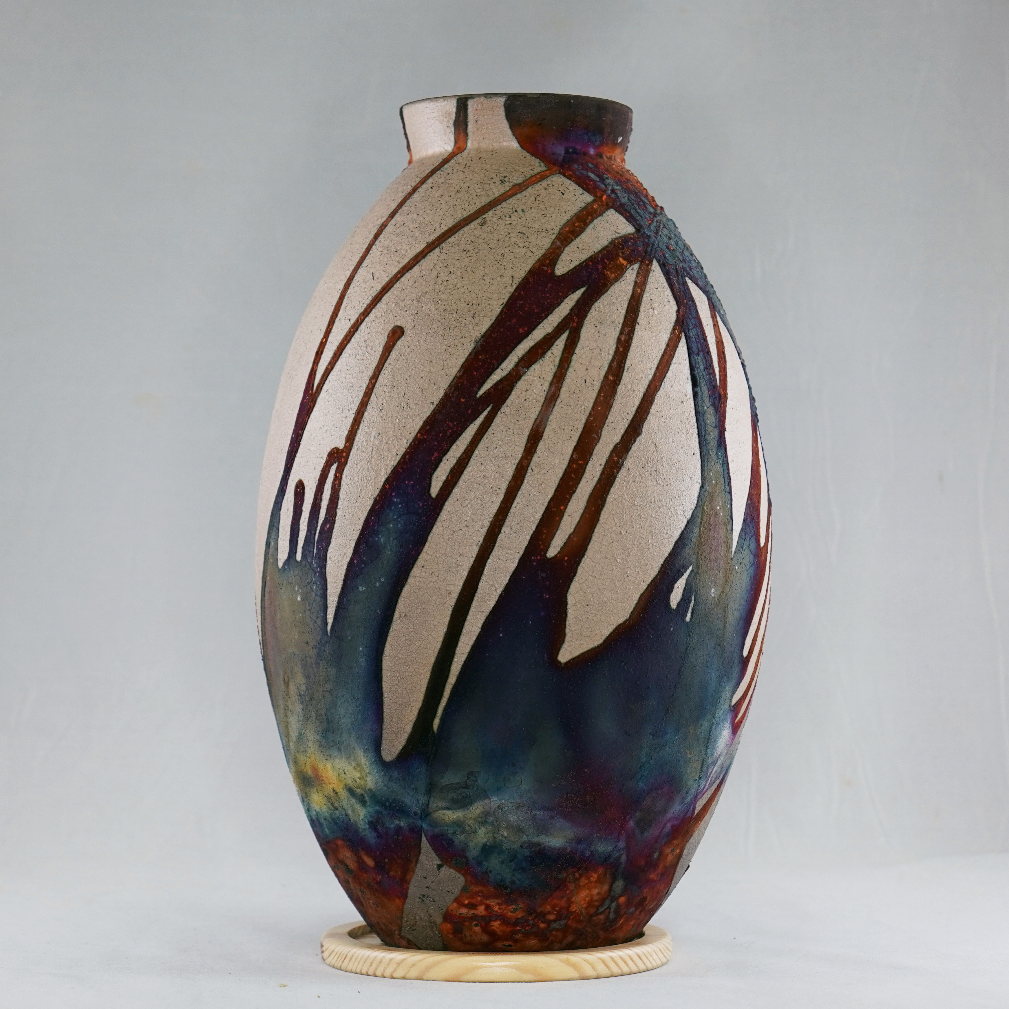 RAAQUU Half Copper Matte Large Oval Ceramic Art Vase S/N0000210