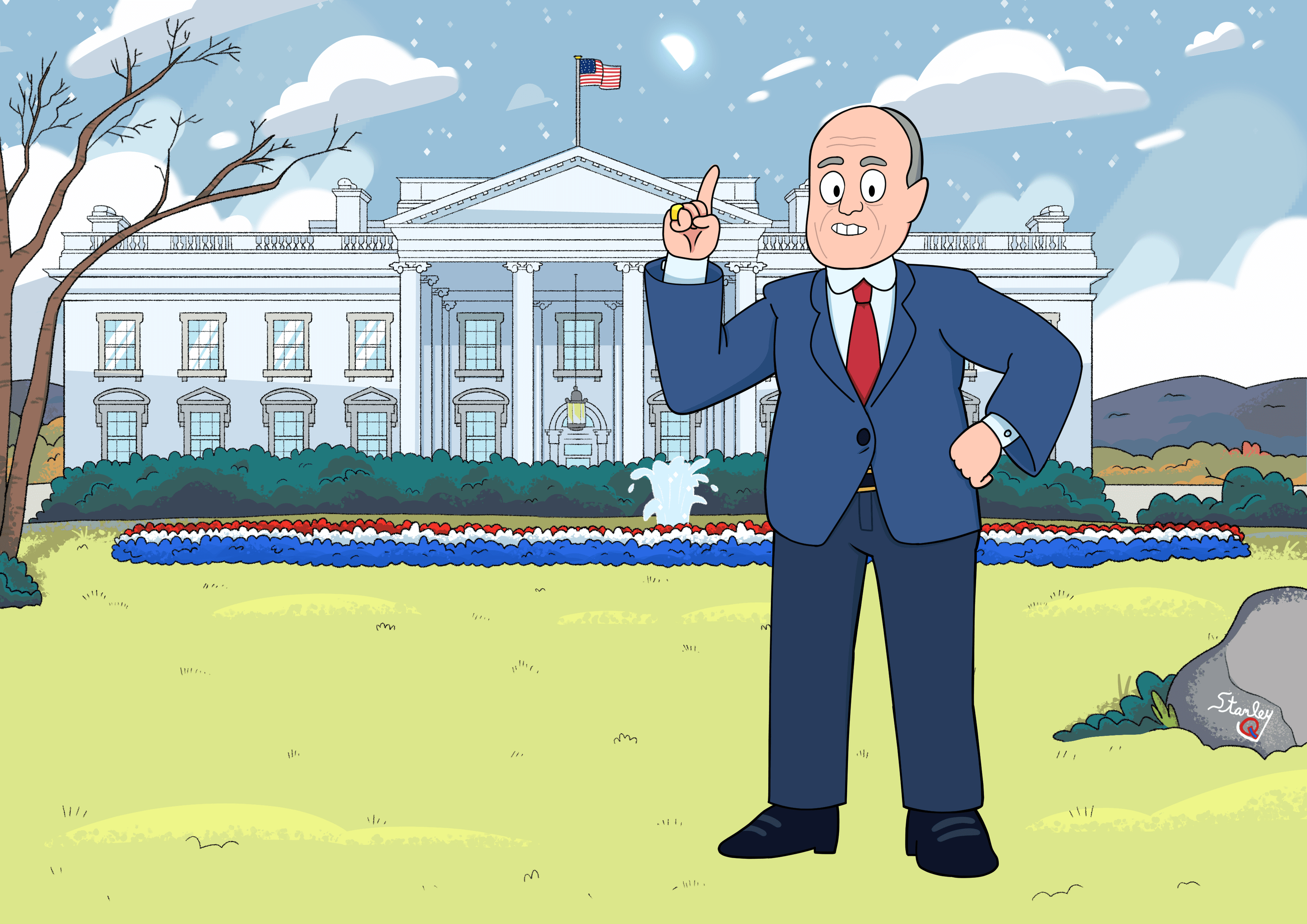 Rudy Giuliani at WhiteHouse in Style of Steven Universe by StanleyQ