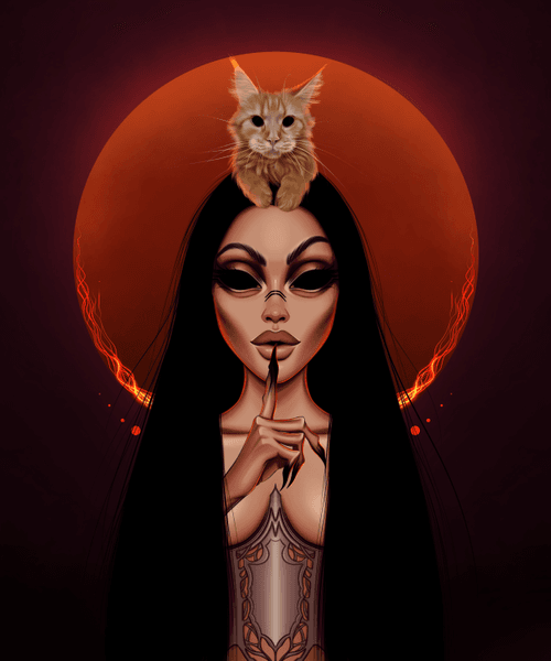 Black Shaman Spirit Assistant Cat