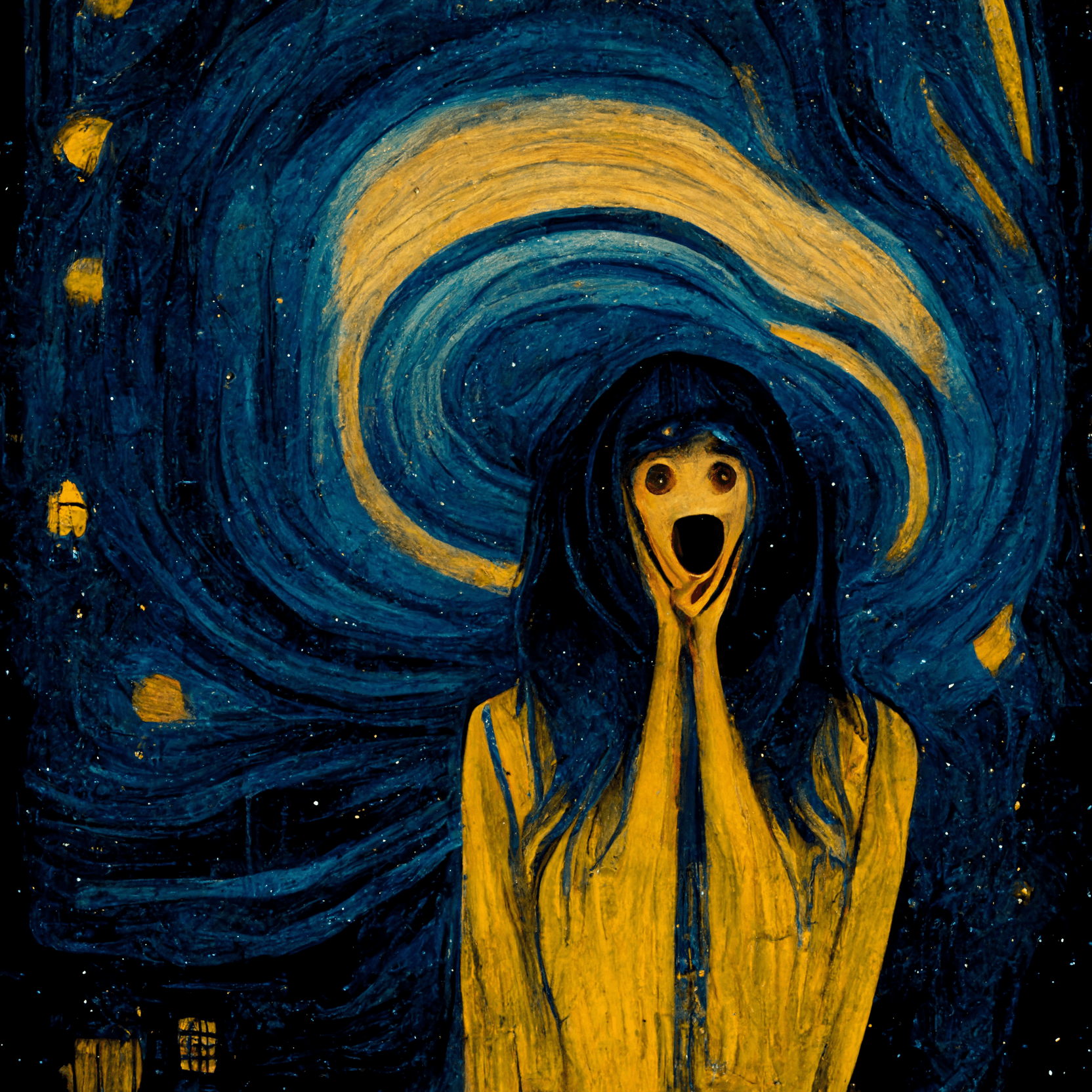 The scream in starry night