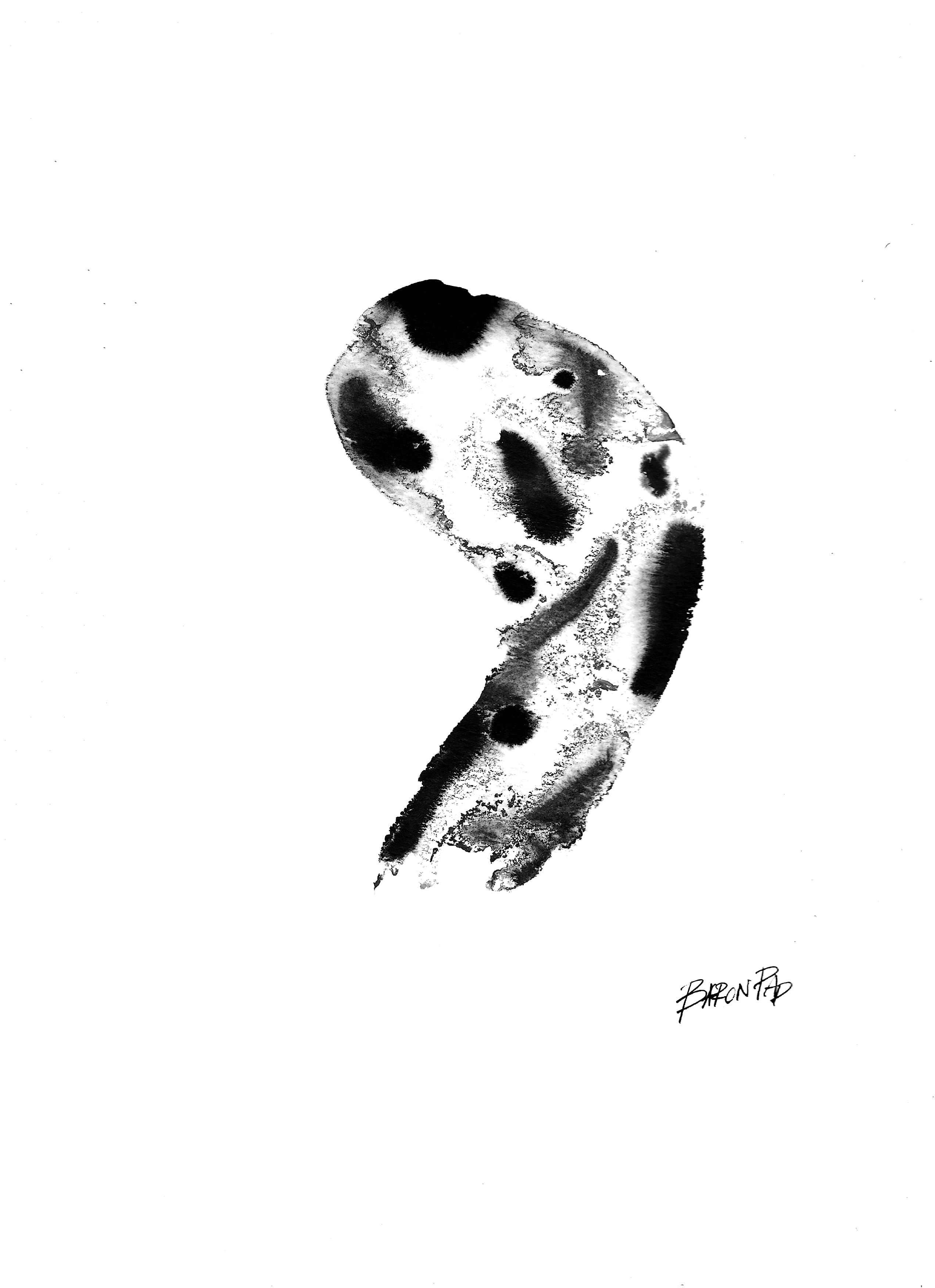 Falling of a drop, ink and water on paper #5