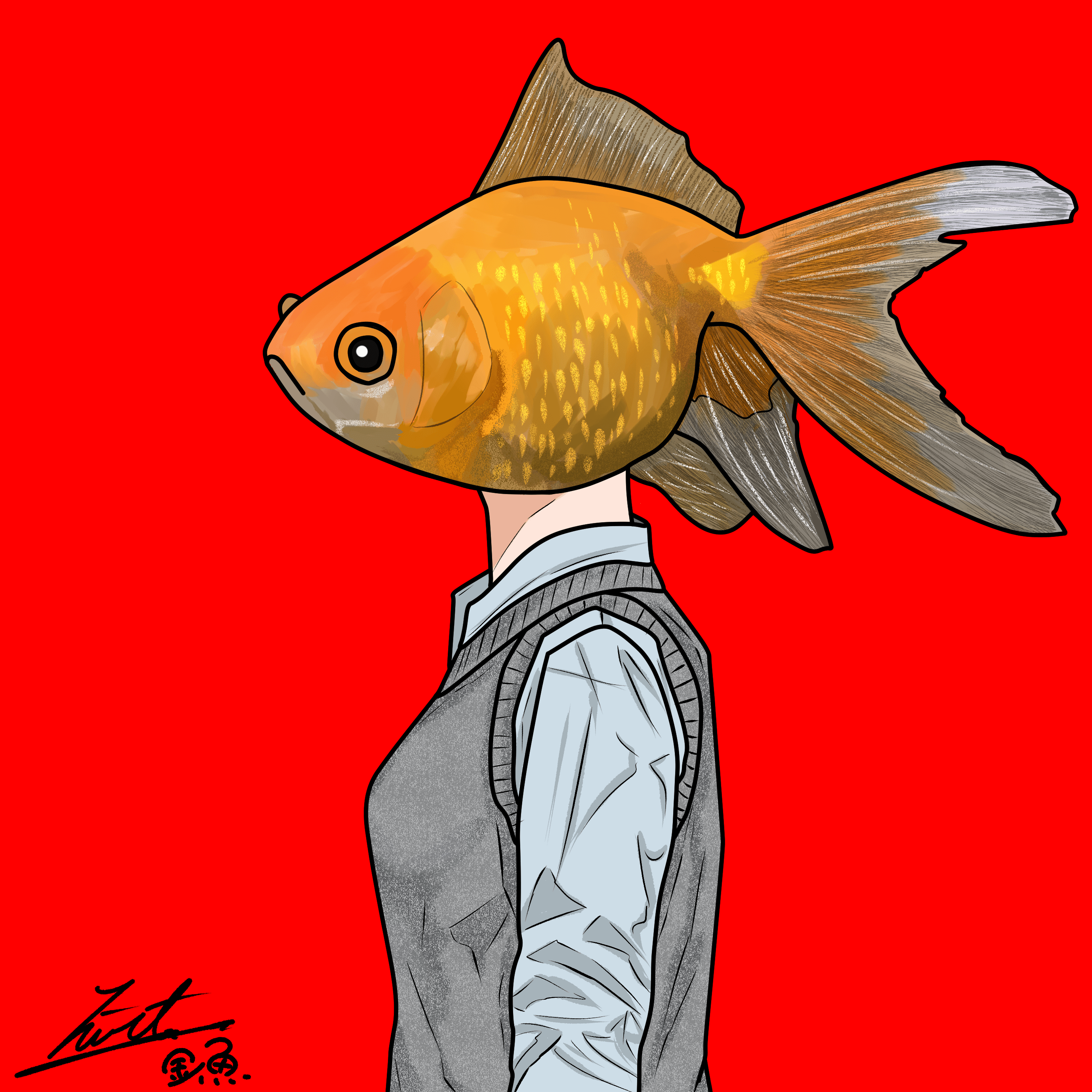 goldfish face girl　「first」　red