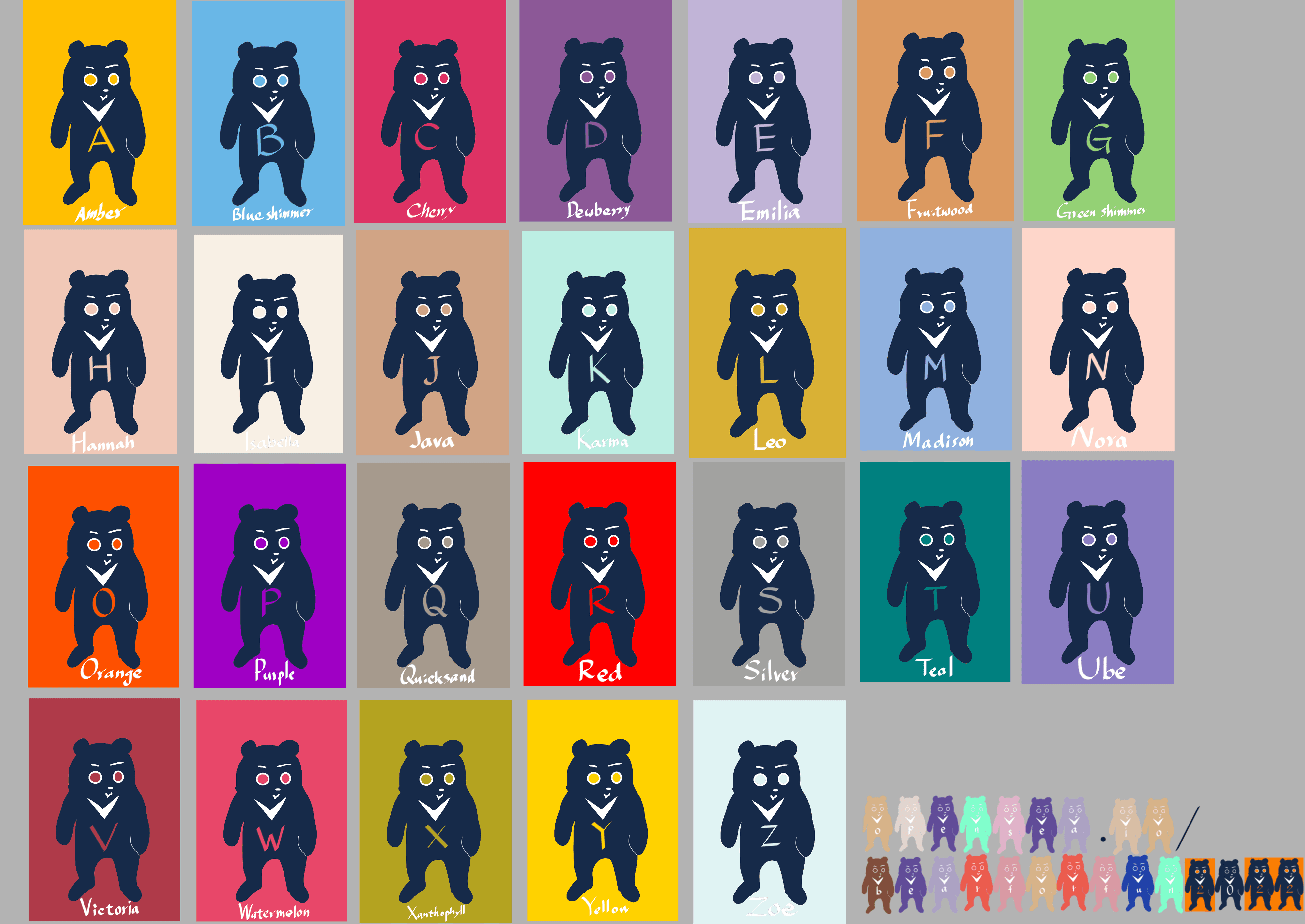 Color－based alphabet bear A to Z set1 personal version