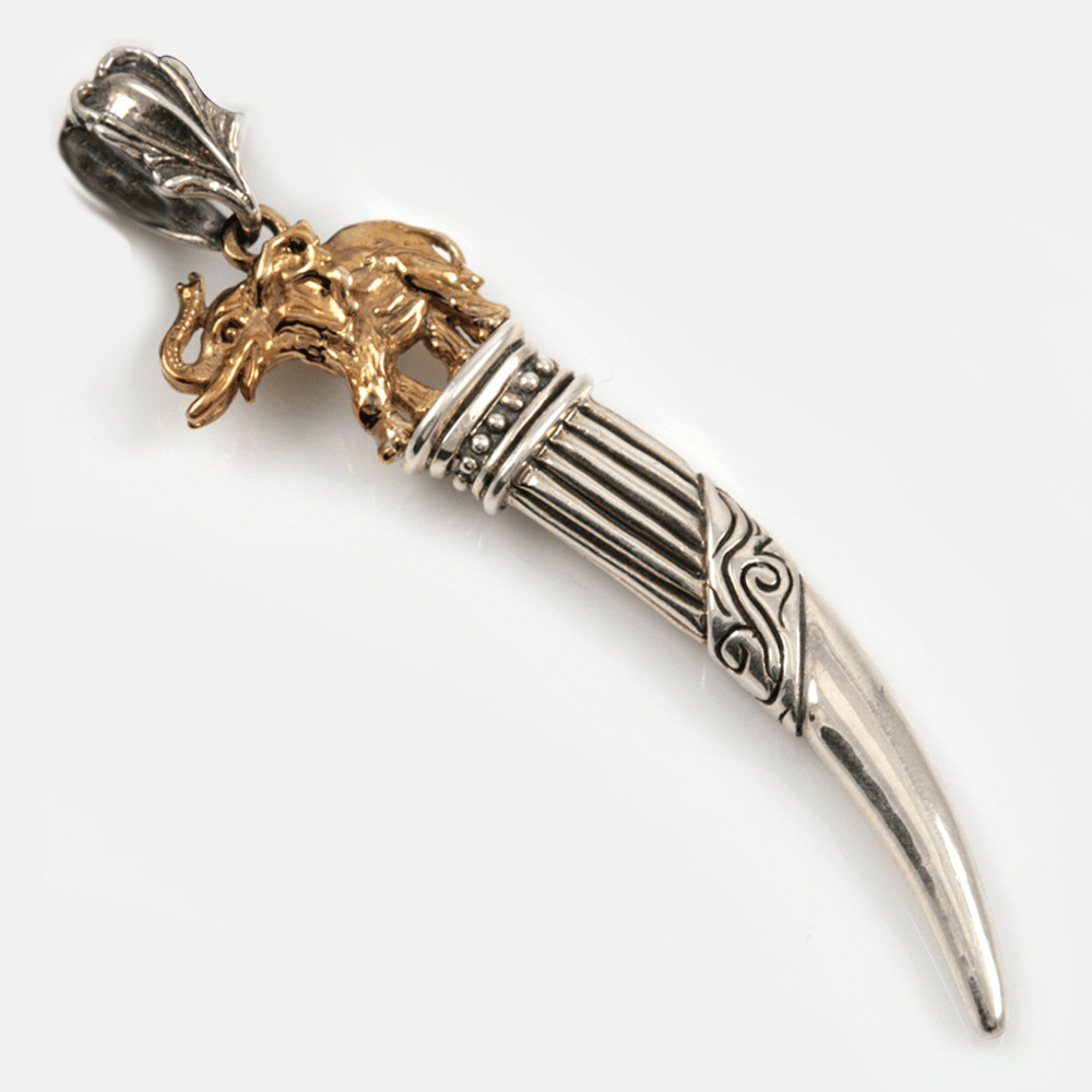African Tusk Charm with Golden Elephant on top #4
