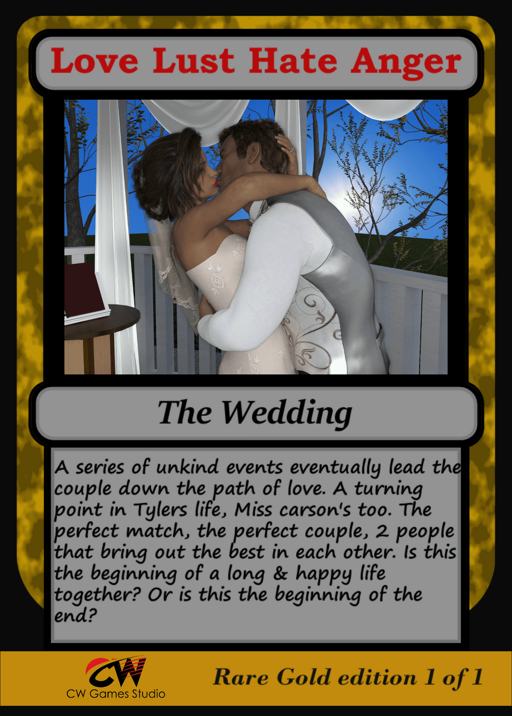 RARE GOLD Edition Love Lust Hate Anger The Wedding Collectible Game Card  NFT Limited edition of 1 - Love Lust Hate Anger Character Collectibles |  OpenSea