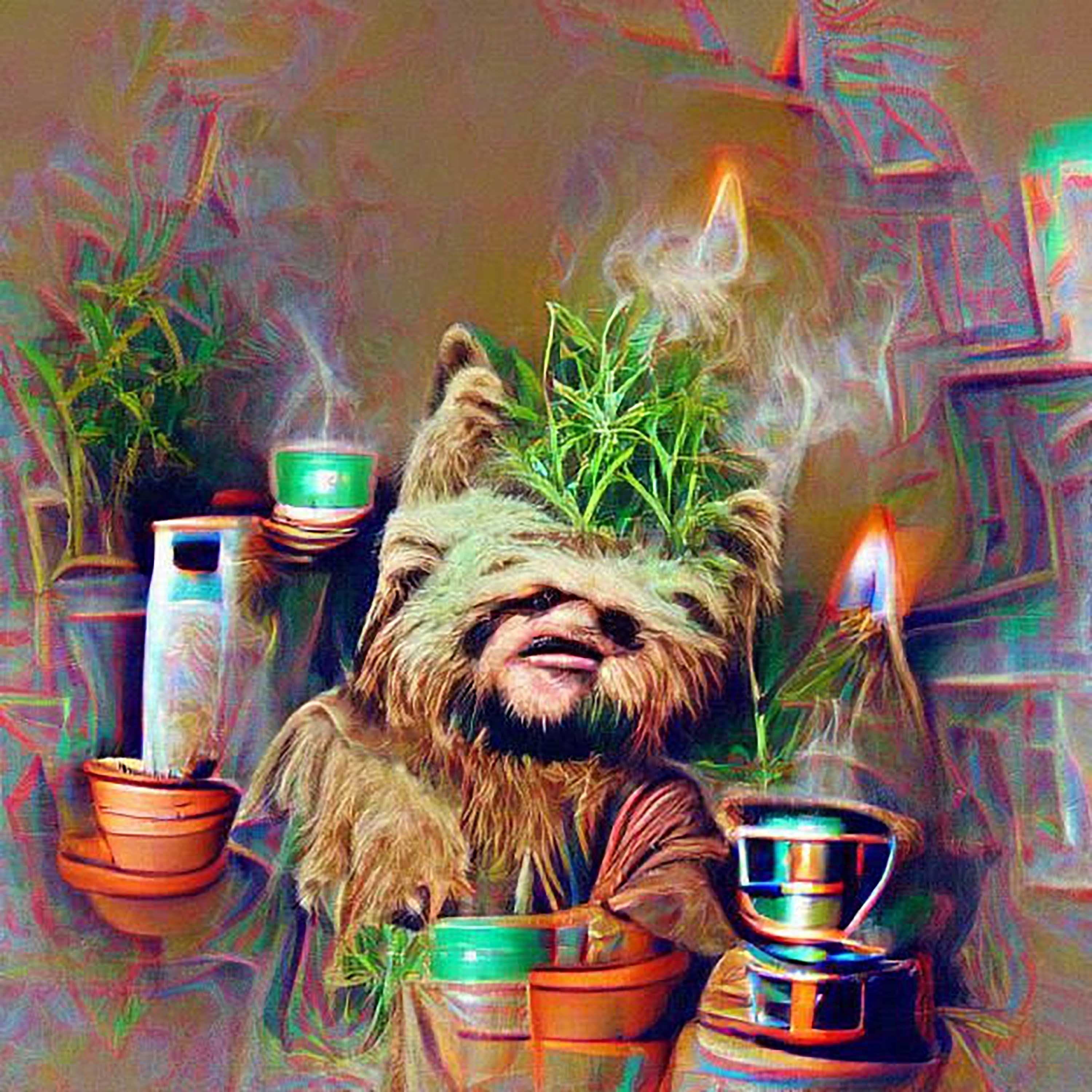 #105 - "Light the green pot, this herb is hairy like Wicket the Ewok from when the Jedi returns, bright headlights can burn the roadway, with the Old Ways birth the Golden Days Divine, folding space and time"
