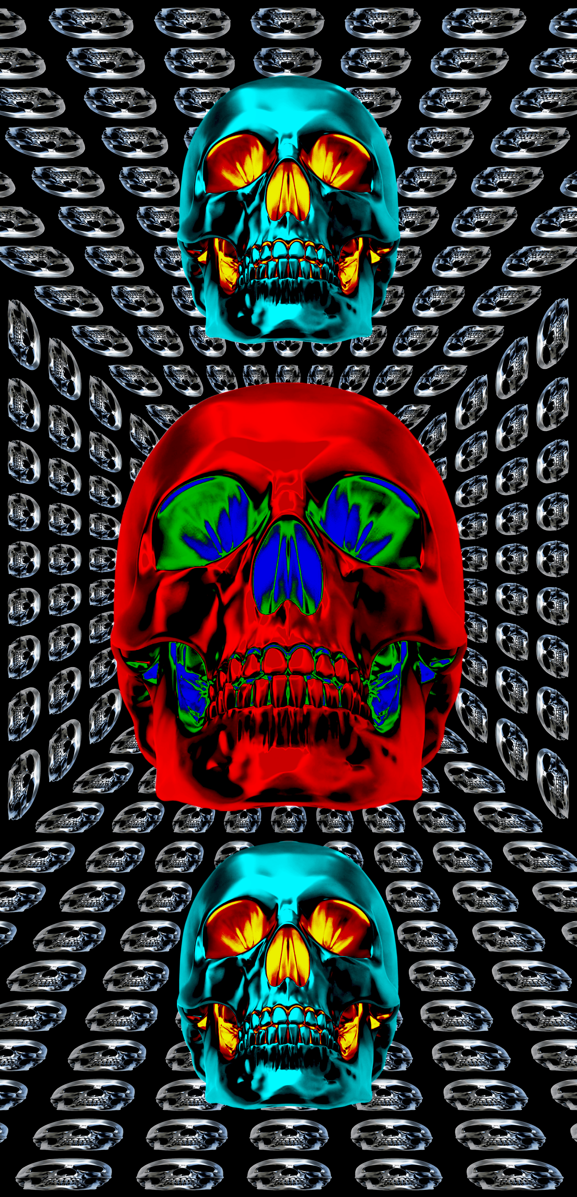 Color Skulls #03 (63x133cms) iphone Wallpaper + NFT + Poster - 