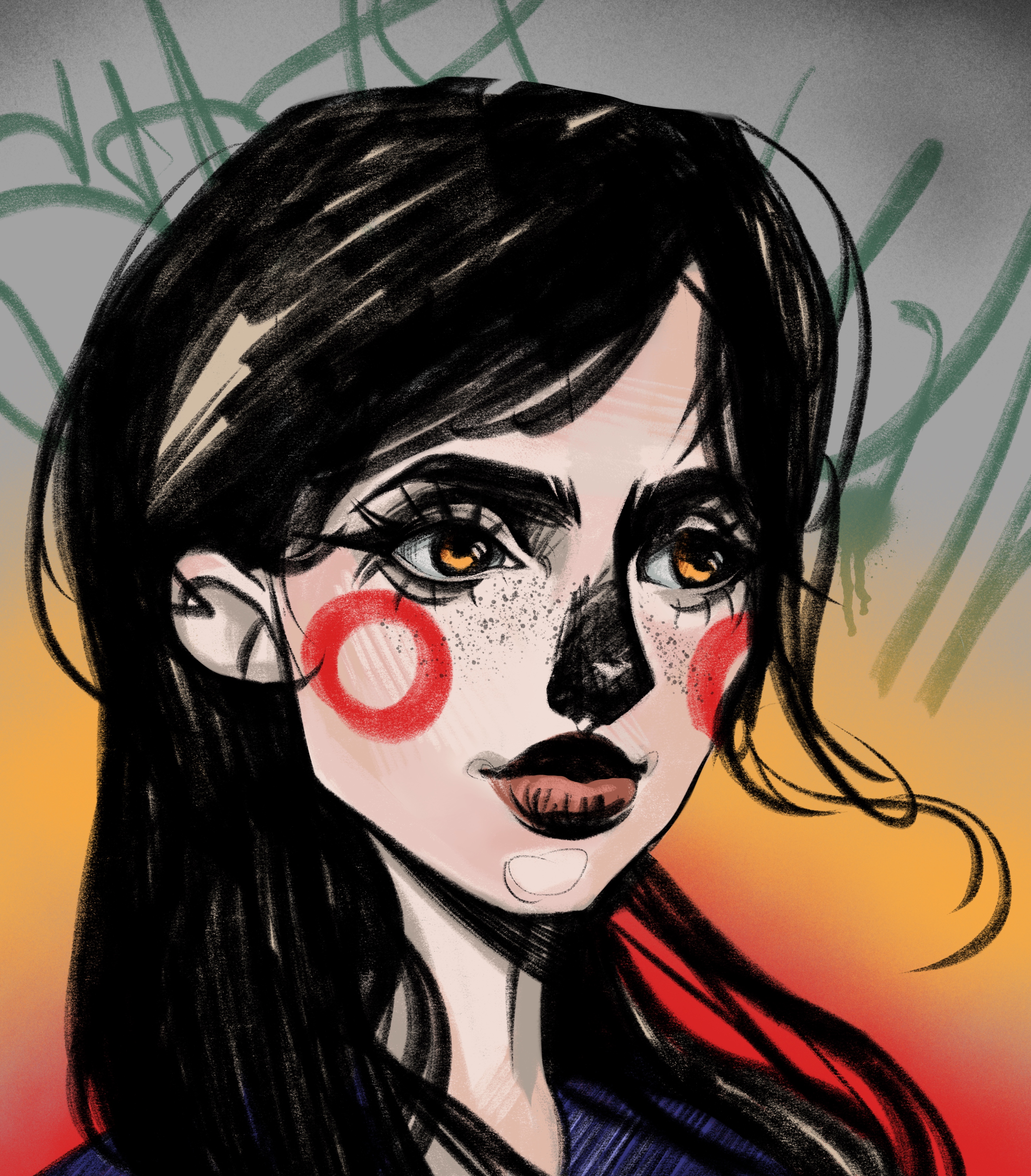 Crypto Girl with Red Cheek Circles