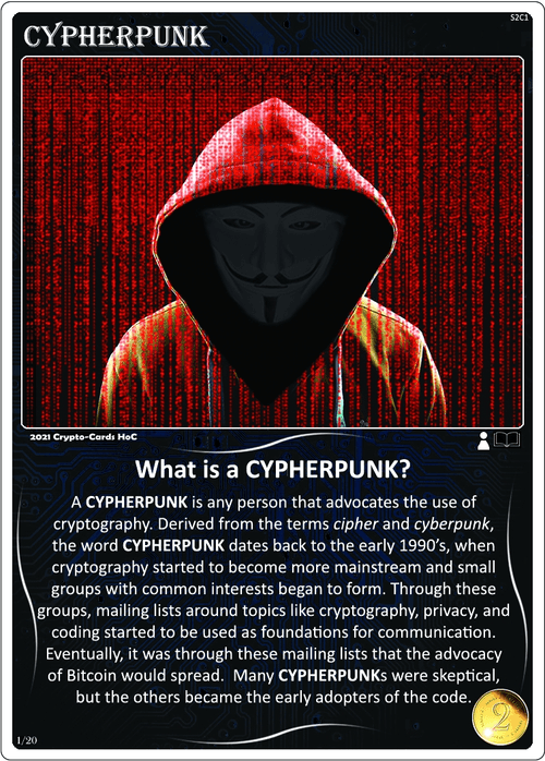 Crypto-Cards HoC CYPHERPUNK White Base S2C1-SN20