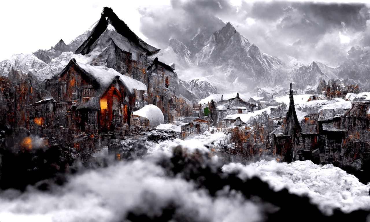 Snowy Village - Village in the snowy mountains | OpenSea