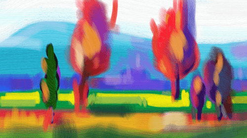red trees
