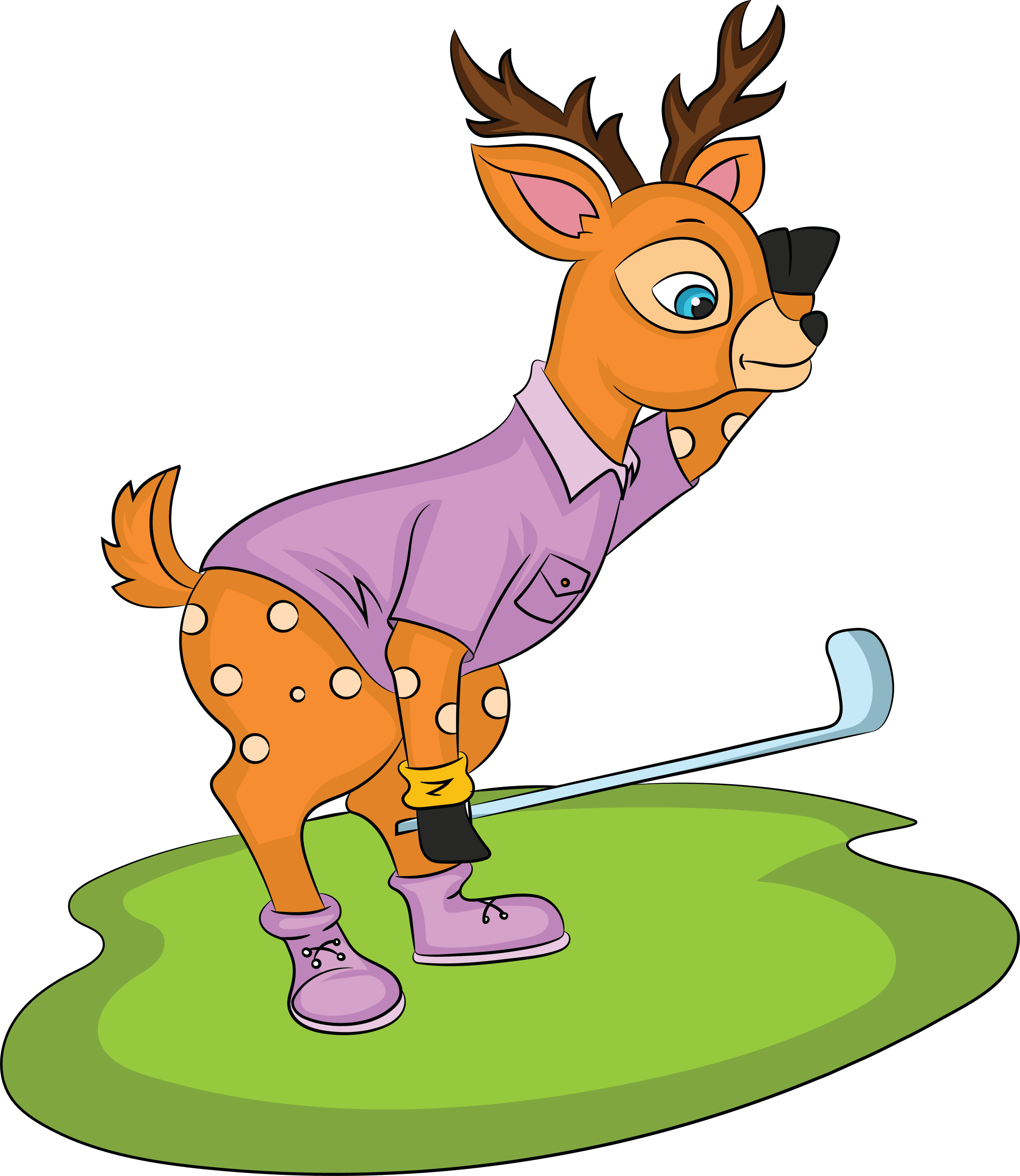 Cute Reindoor Playing Golf Card 1 of Cute Animals Playing Golf Series 2021