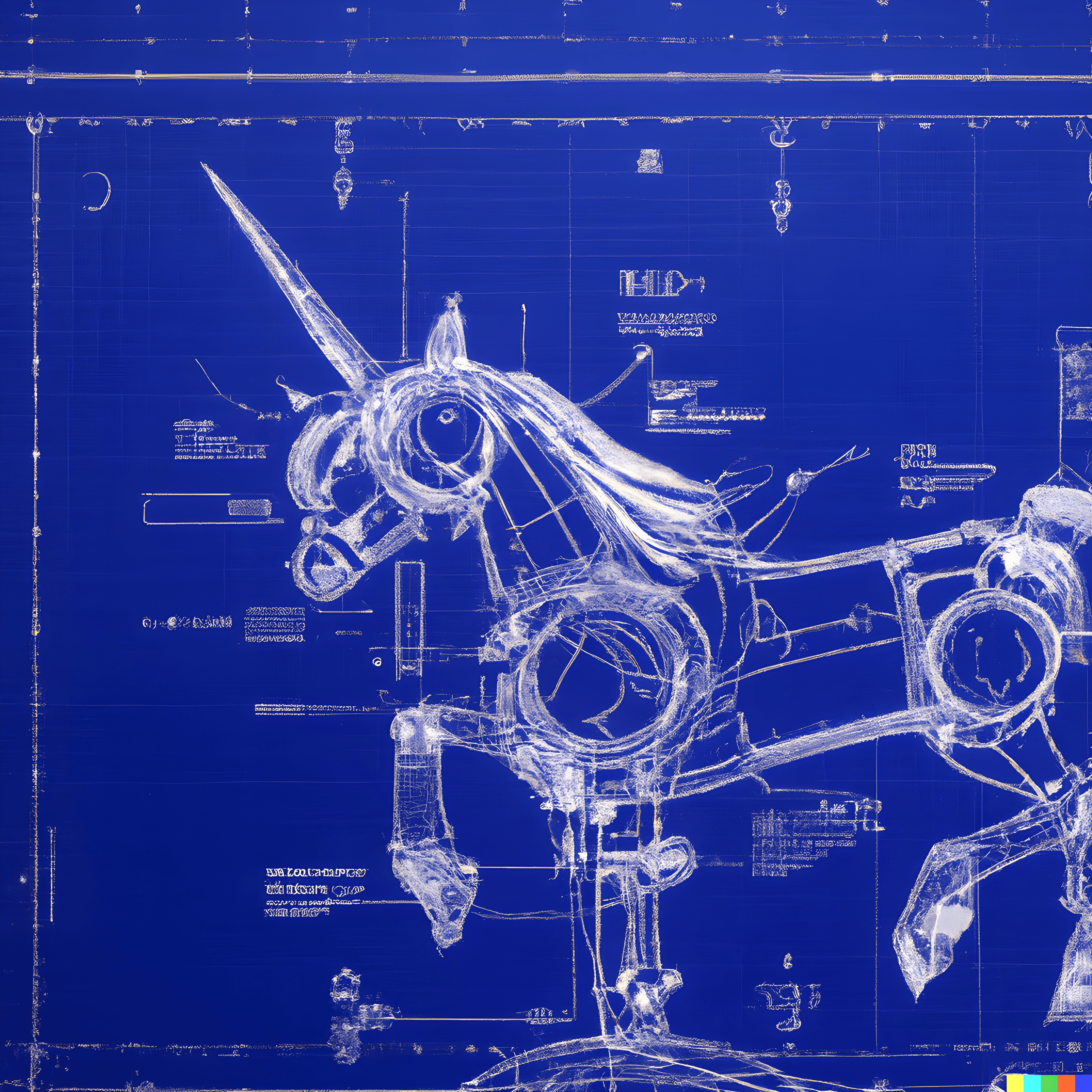 Blueprint of mechanical unicorn 4