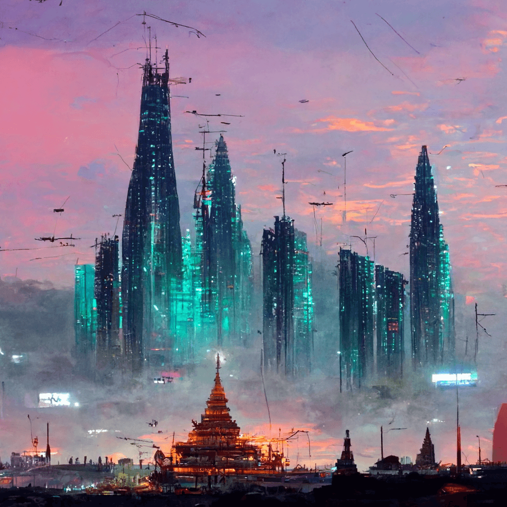 Cyberpunk Myanmer City 1