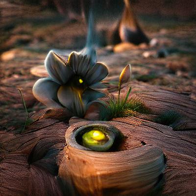 A Chrysoberyl Cat’s Eye flower growing out of the ground