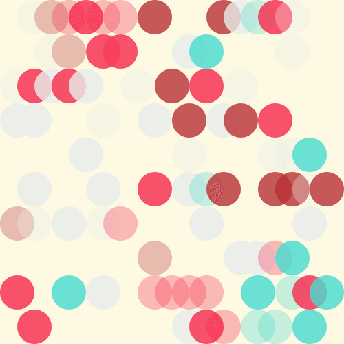 ColorFull Circles: ['#47DCD1', '#E8EDEB', '#F8294E', '#B93236']