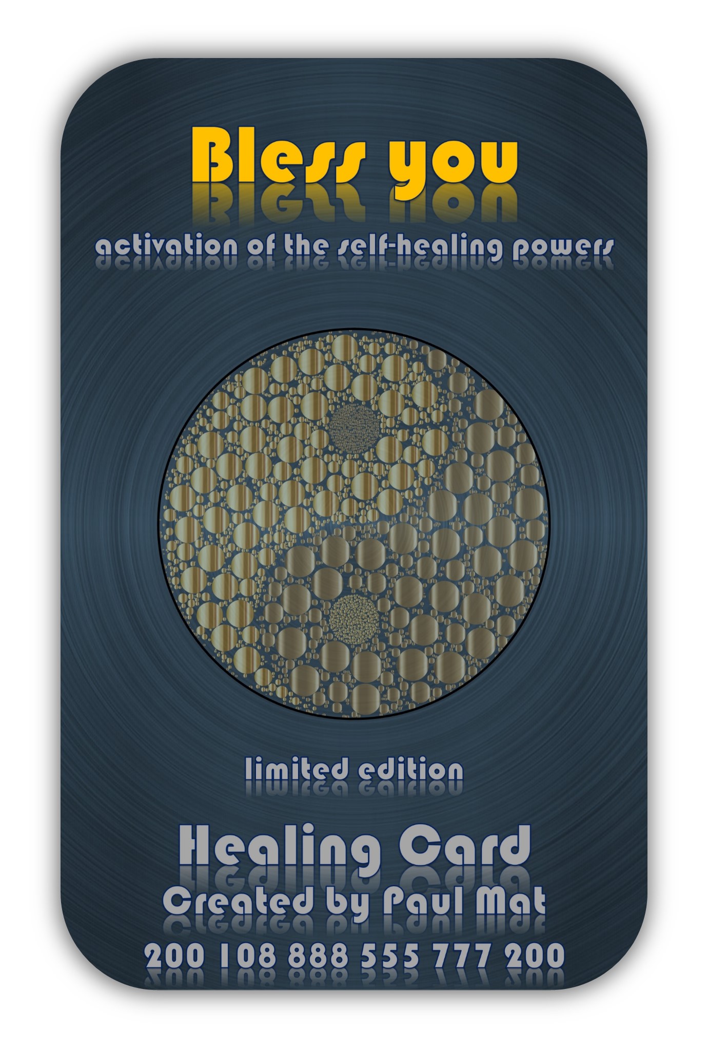 Healing Number Card with radionics barcode #200