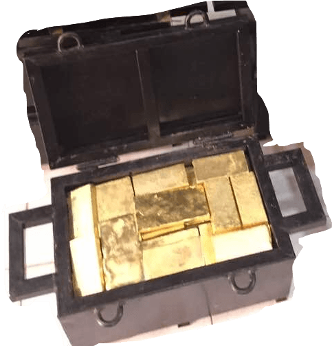 Gold ingots in steel case
