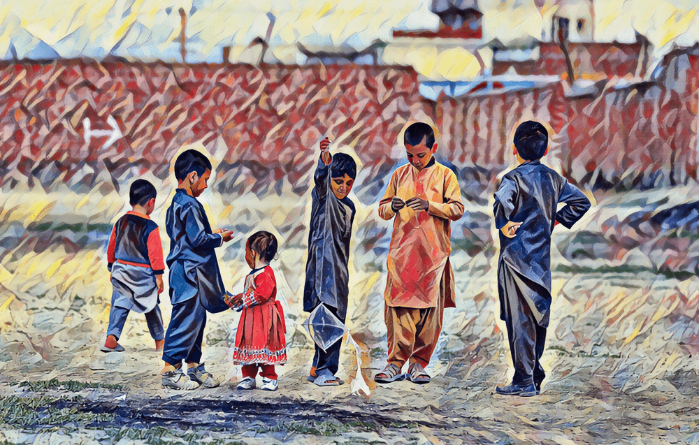 Afghan Kids playing with Kite - Kissed By Creativity | OpenSea