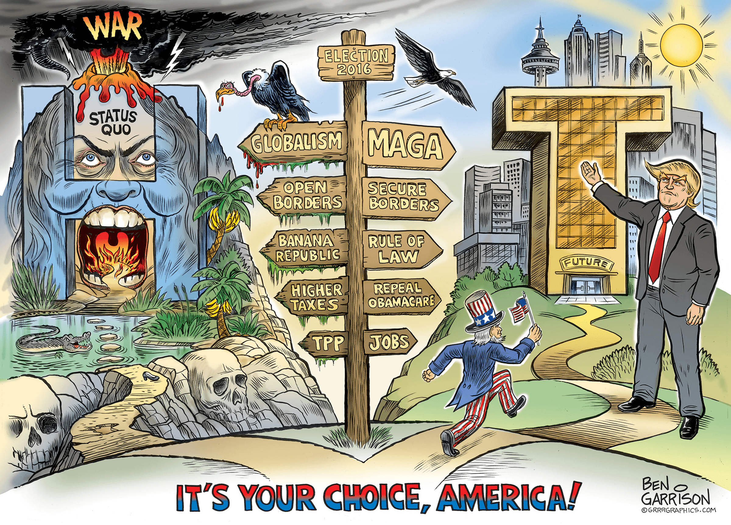 AMERICA'S CHOICE 2016  Iconic Ben Garrison Election Cartoon