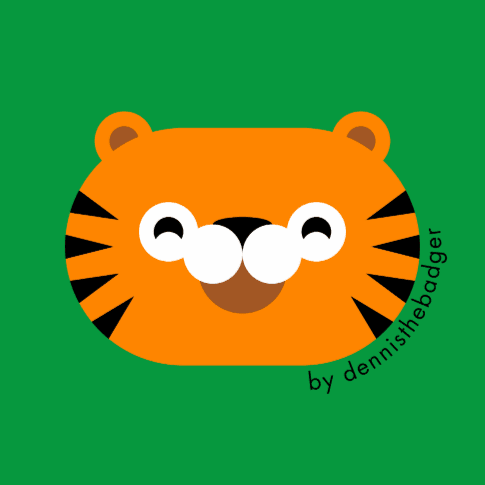 Theo Tiger Green - Cute Minimalist Jungle Safari Zoo - Animal Friends by DennisTheBadger