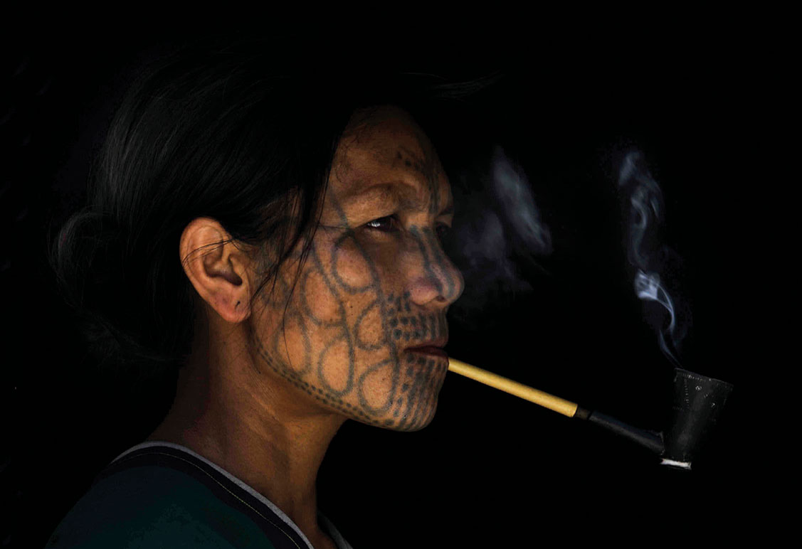 Burma - Tattooed woman, Chin Mountains, 2022