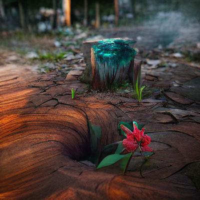 A Brazilian Emerald flower growing out of the ground