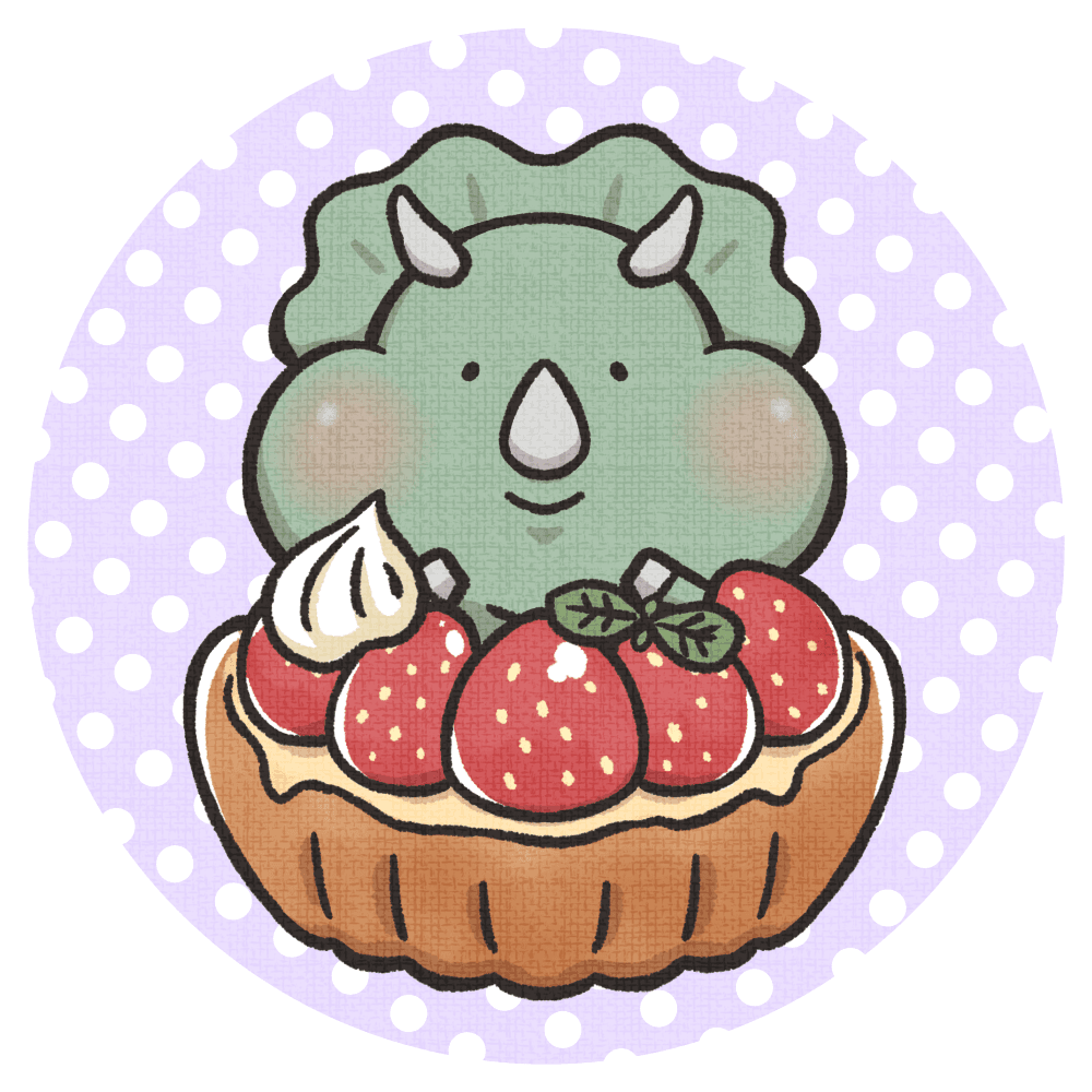 S5 030 Mochi Triceratops on the Strawberry tart