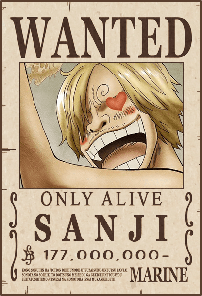 Sanji One Piece Wanted 2 One Piece Posters Wanted Marine Opensea