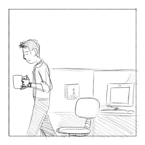 Chapter 1, Scene 2, Panel #12: - Need more coffee...