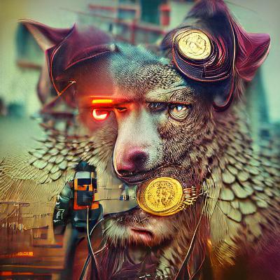 wolf with a bitcoin