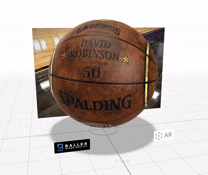 #1 of 20) BallerMR-Ball_DR-11.1: 3D-AR Hall-of-Fame Induction Ceremonial Basketball Autographed by NBA Hall-of-Famer, DAVID ROBINSON