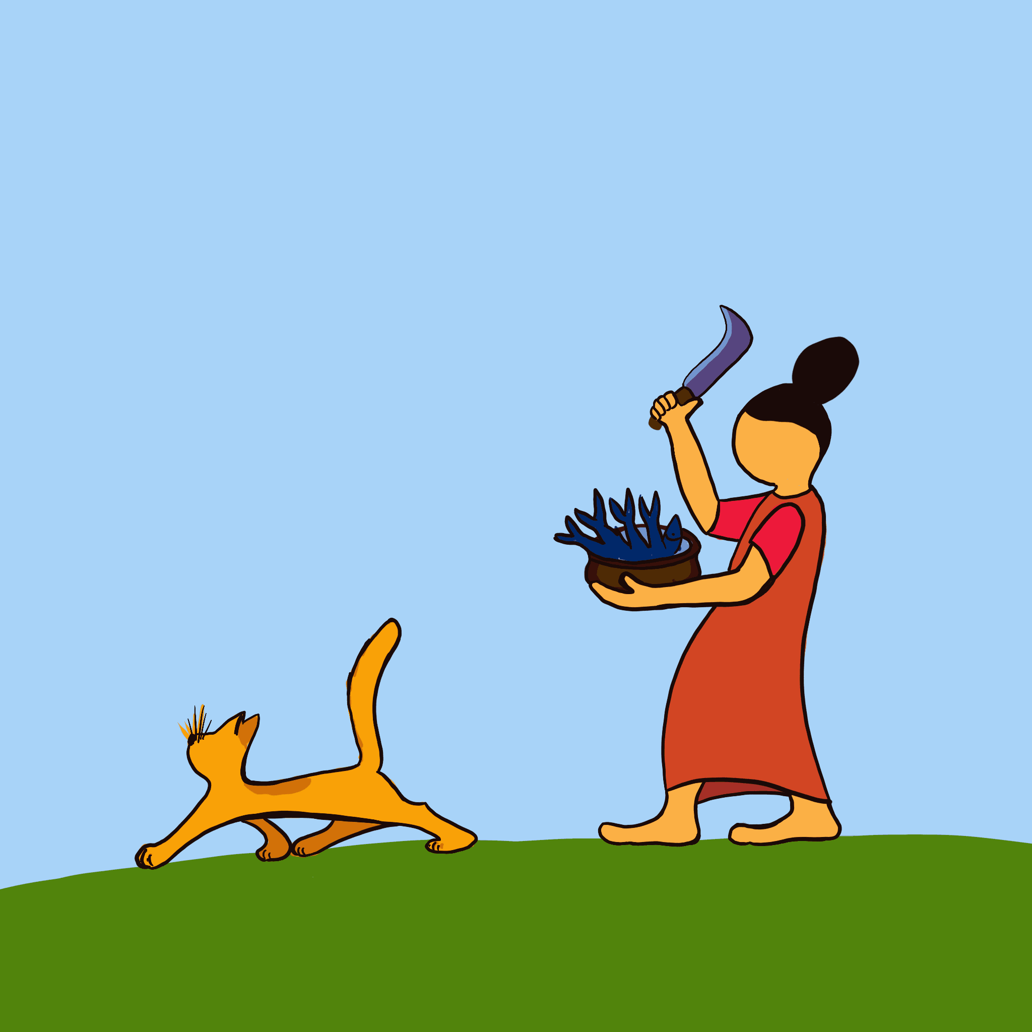 The woman and her cat