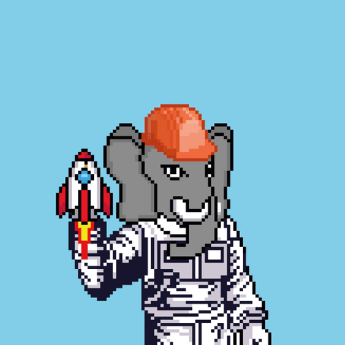 Astronaut Elephant Pixel Art