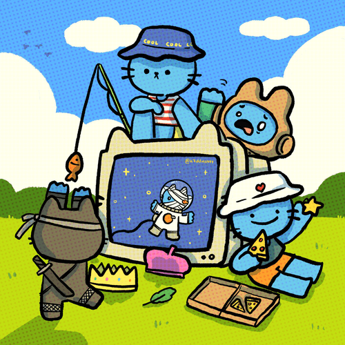The vacation time of cool cat