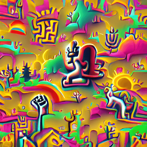 Psychedelic Utopia in the Style of Keith Haring