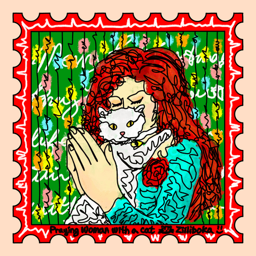 [Zilliboka #60] Praying woman with a cat