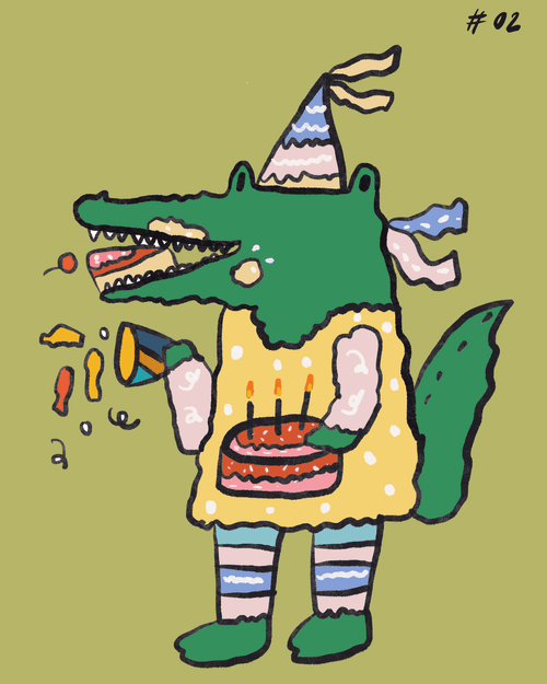 02 croco eat birthday cake
