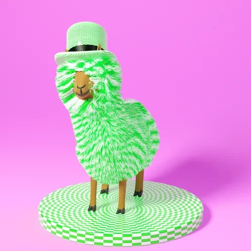 BABYCRYPTOLLAMAS #0193:	Tiny Checkers Green Baby by Psychdre