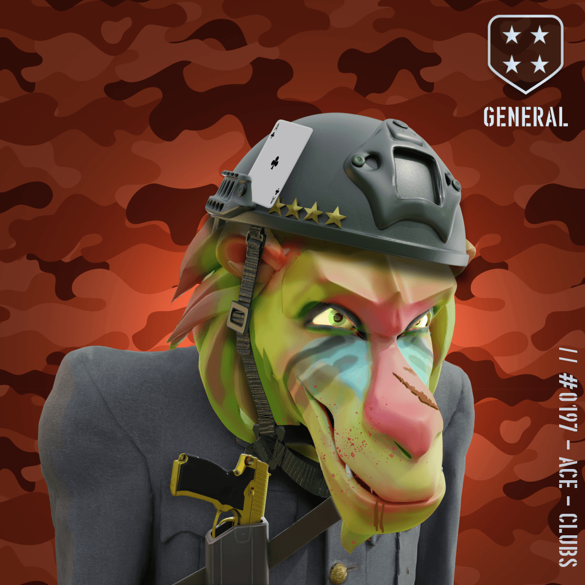 Angry Zombie General Baboon #197