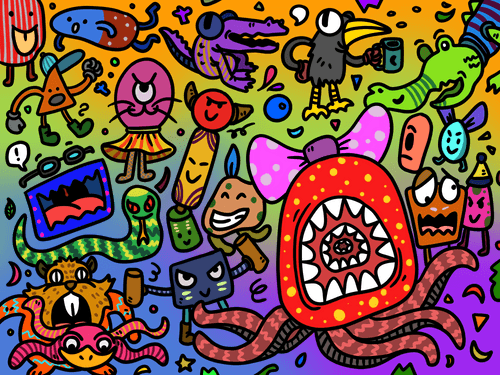 Doodle Monster Family