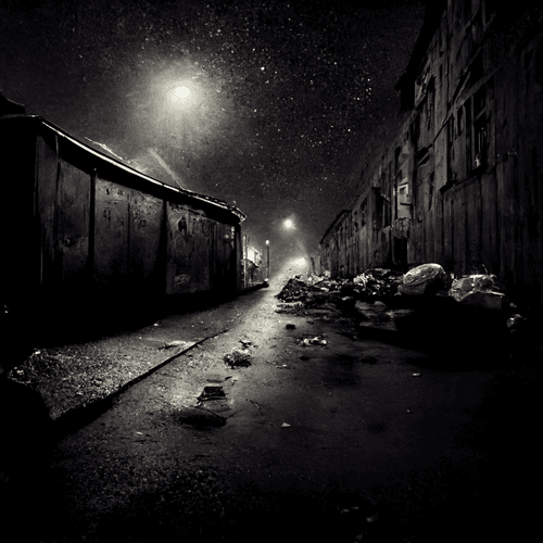 1/1 GLOOMY, MYSTERIOUS URBAN ALLEYWAY