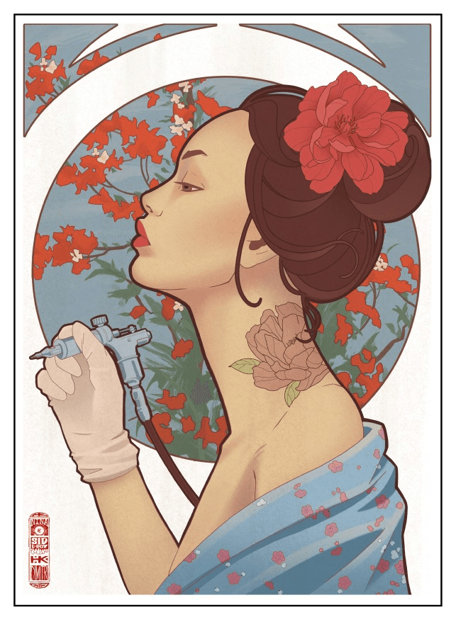 Art nouveau Tattooist Geisha (original)