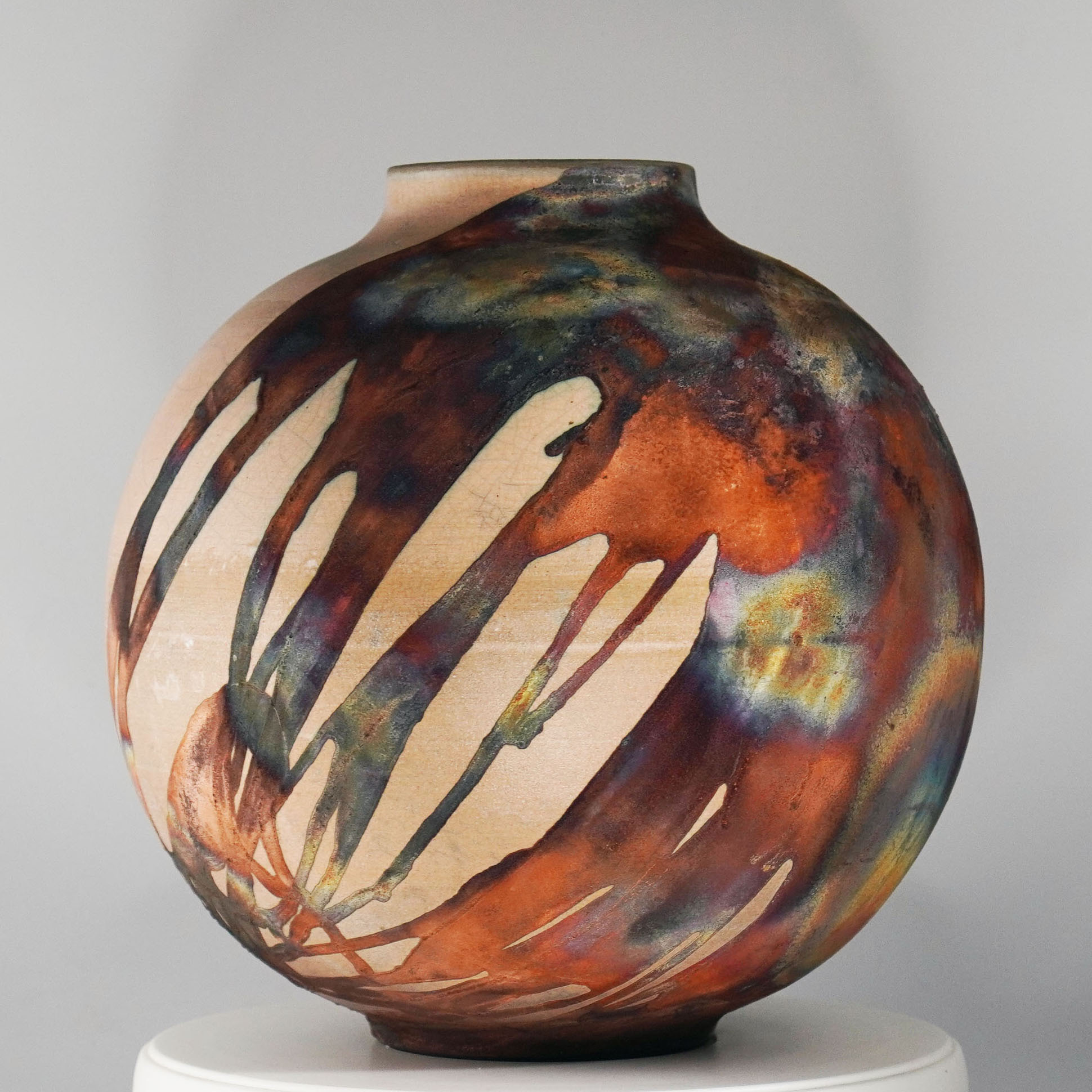 RAAQUU Half Copper Matte Large Globe Ceramic Art Vase S/N0000334