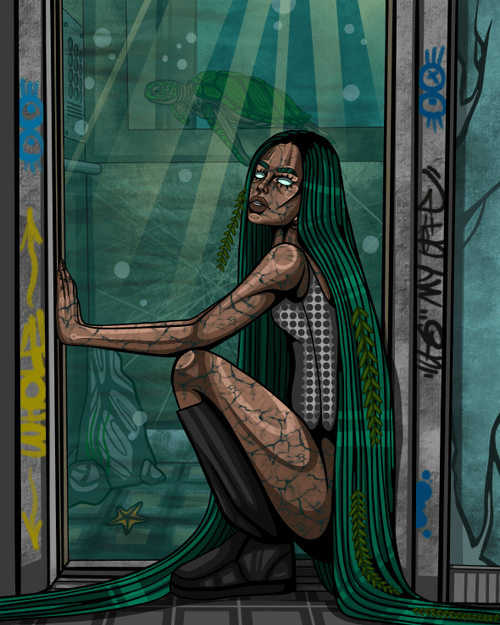 Mermaid in the elevator